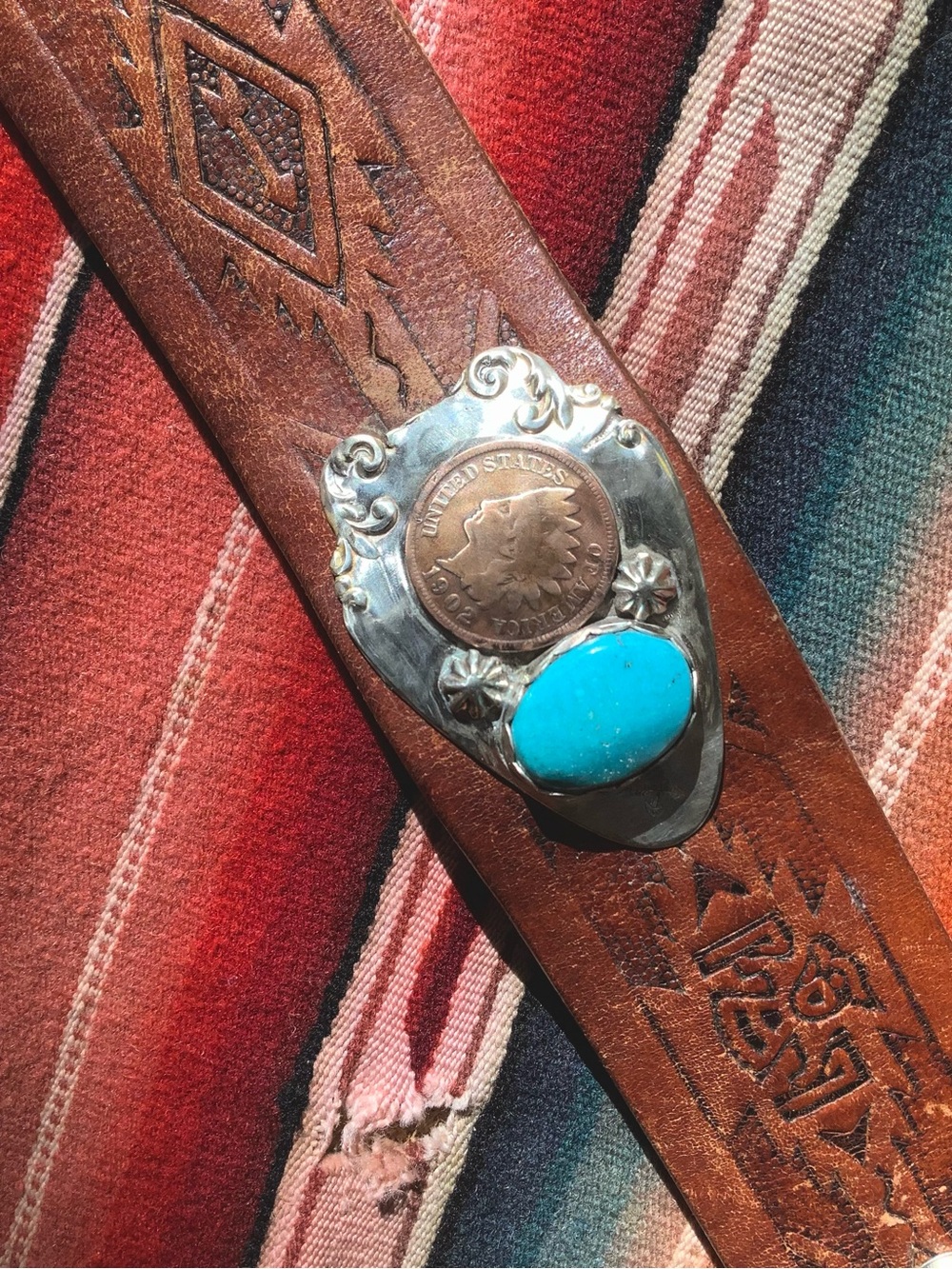 Turquoise & Coin Cuff, adjustable